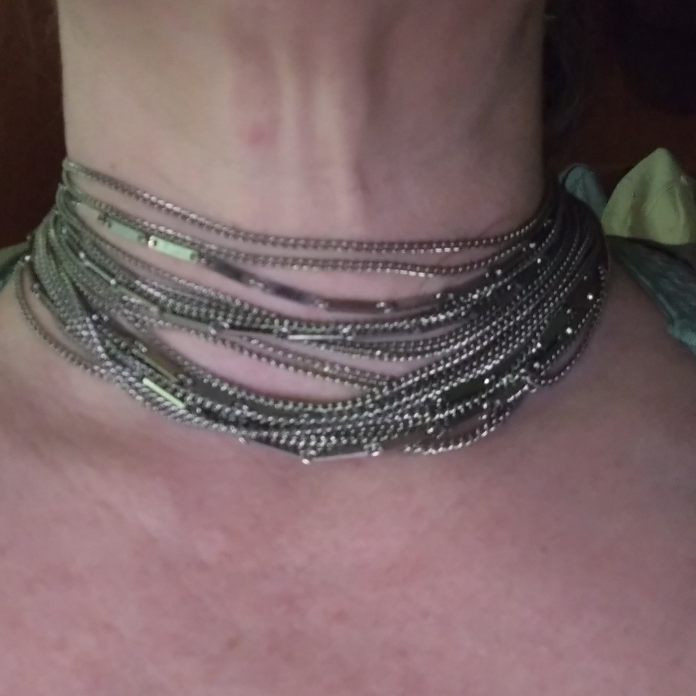 Multi strand silver chain necklace